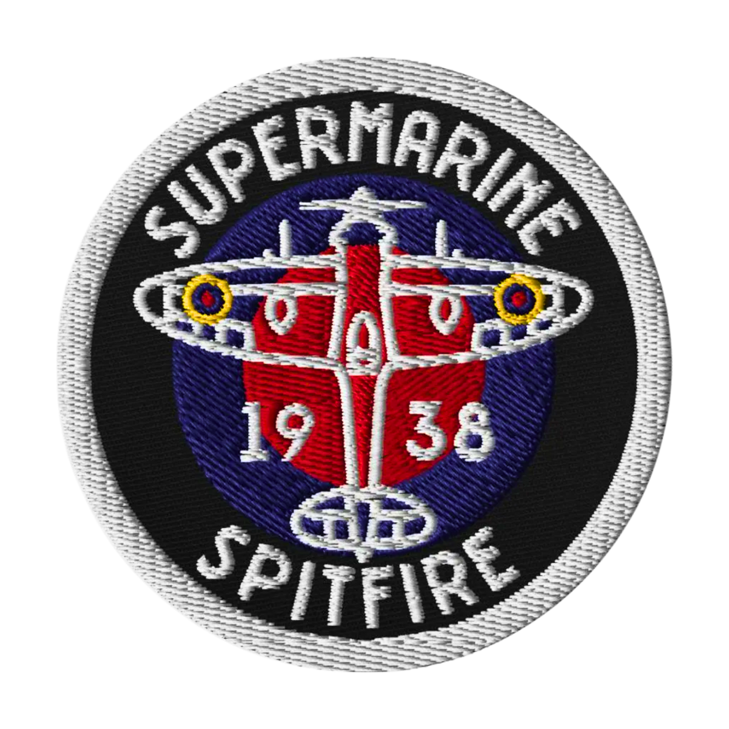Supermarine Spitfire Embroidered Patch – RAF WW2 Fighter Jet Badge – 3″ Collectible Aviation Patch