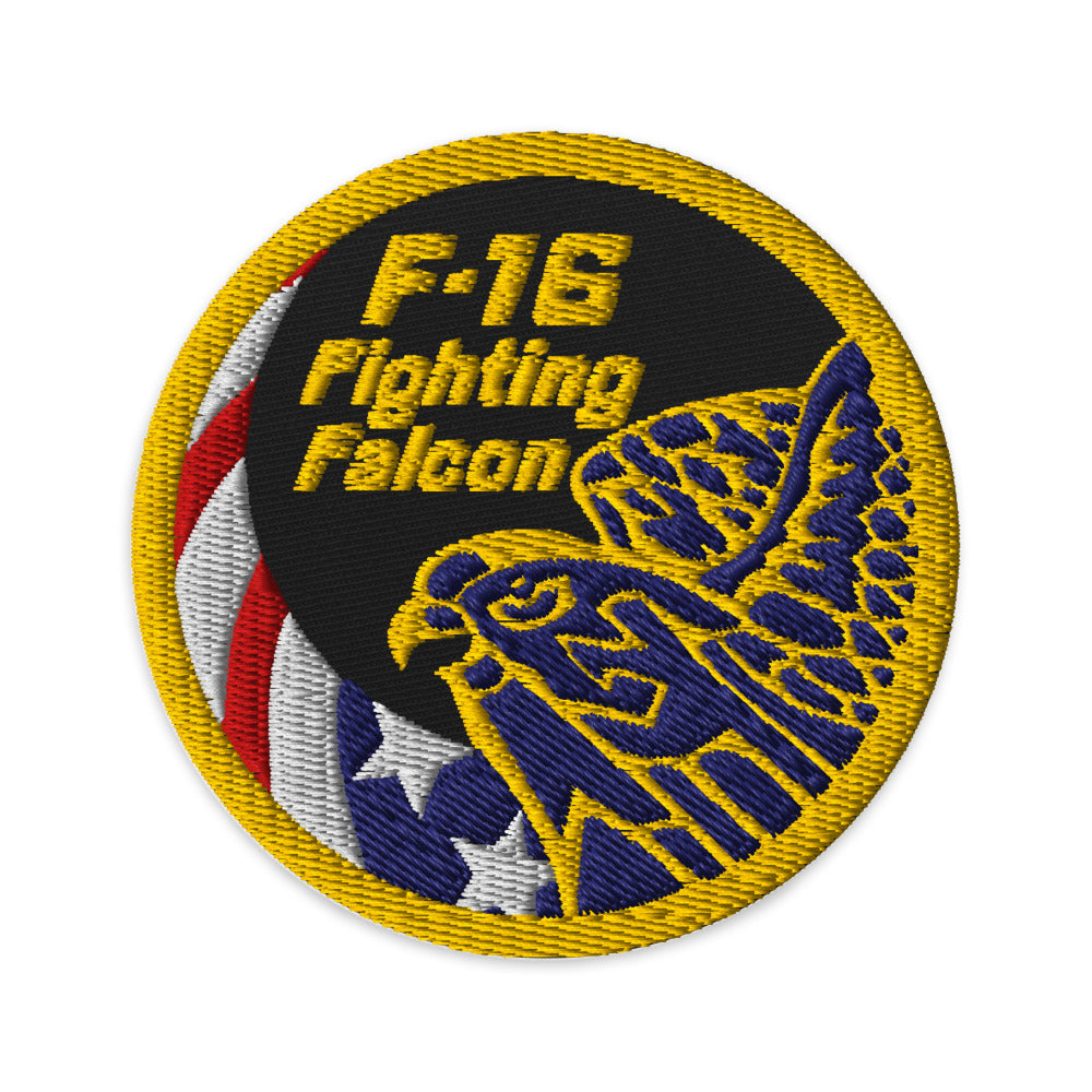 F-16 Fighting Falcon Embroidered Patch – 3” Iron-On or Sew-On Military Jet Badge