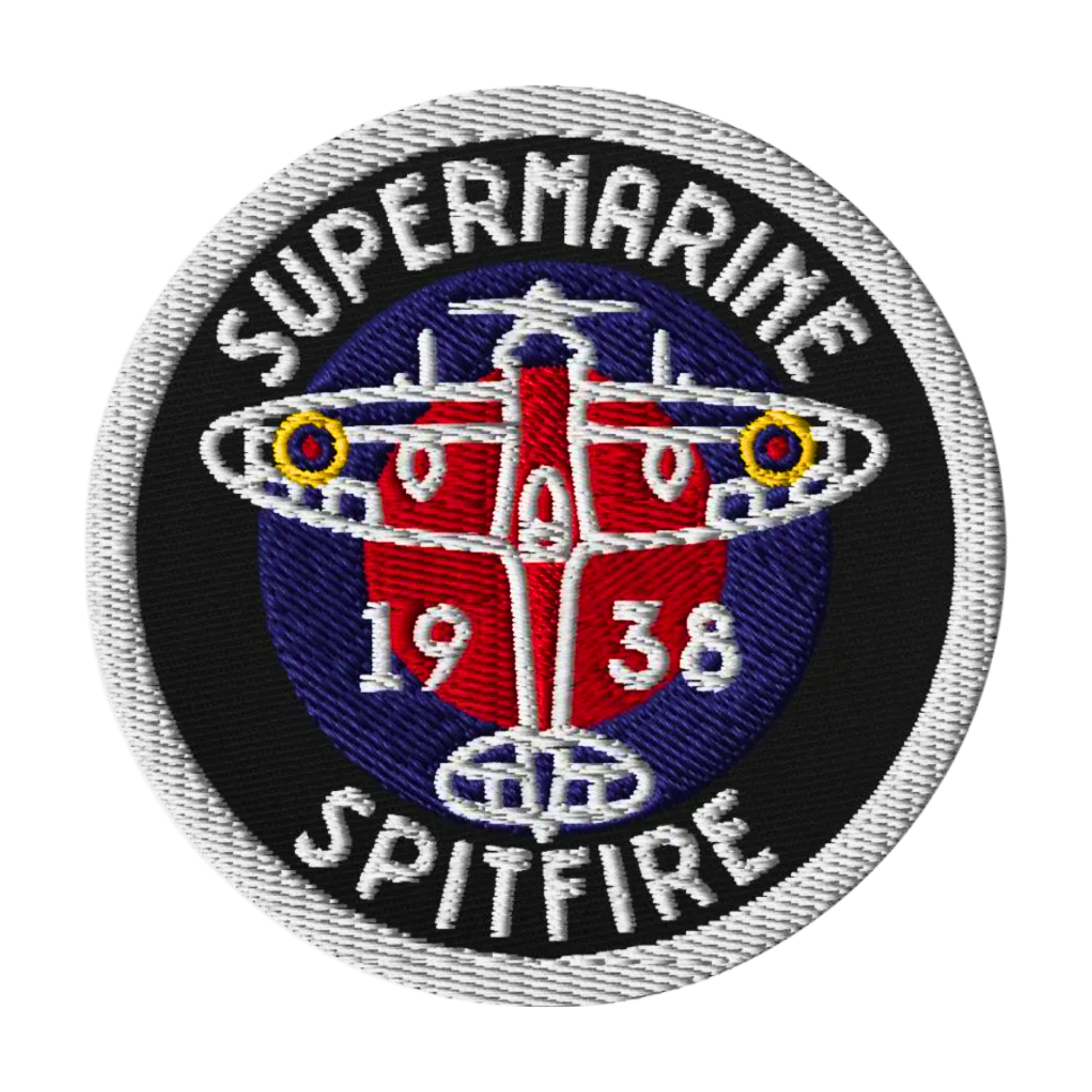 Supermarine Spitfire Embroidered Patch – RAF WW2 Fighter Jet Badge – 3″ Collectible Aviation Patch