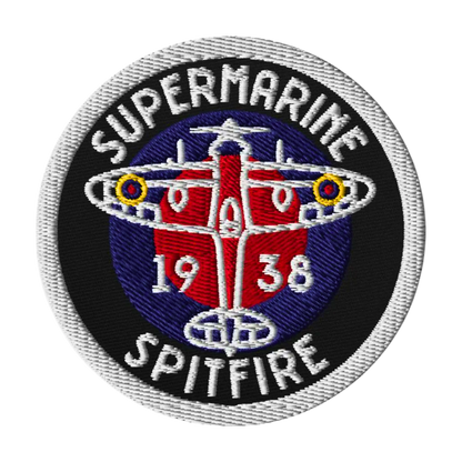Supermarine Spitfire Embroidered Patch – RAF WW2 Fighter Jet Badge – 3″ Collectible Aviation Patch
