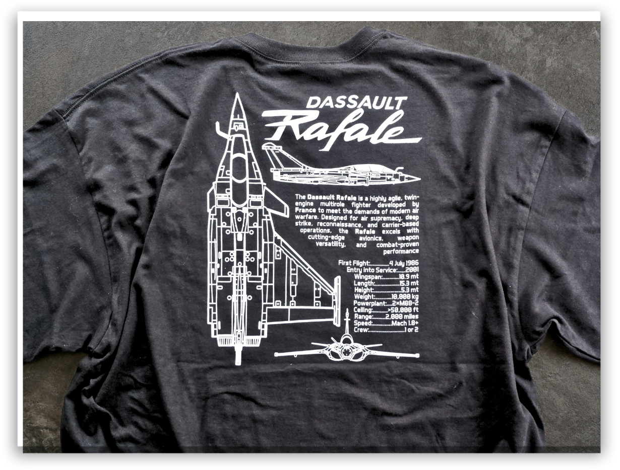 Dassault Rafale Fighter Jet T-Shirt - Technical Airframe Tribute | AeroJoy