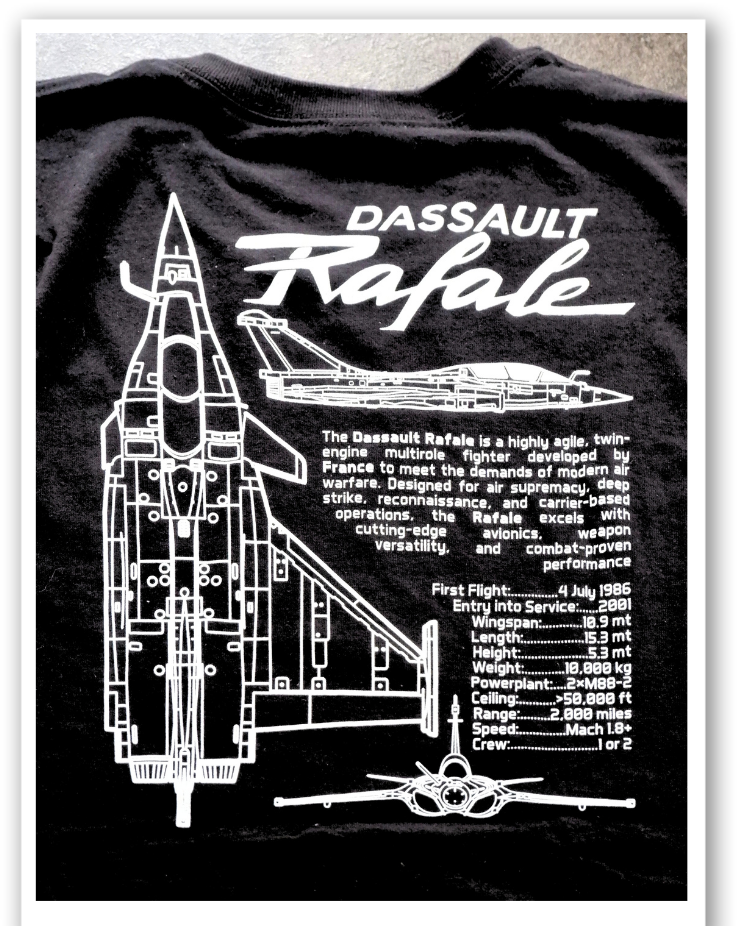 Dassault Rafale Fighter Jet T-Shirt - Technical Airframe Tribute | AeroJoy