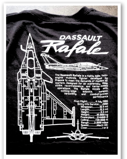Dassault Rafale Fighter Jet T-Shirt - Technical Airframe Tribute | AeroJoy