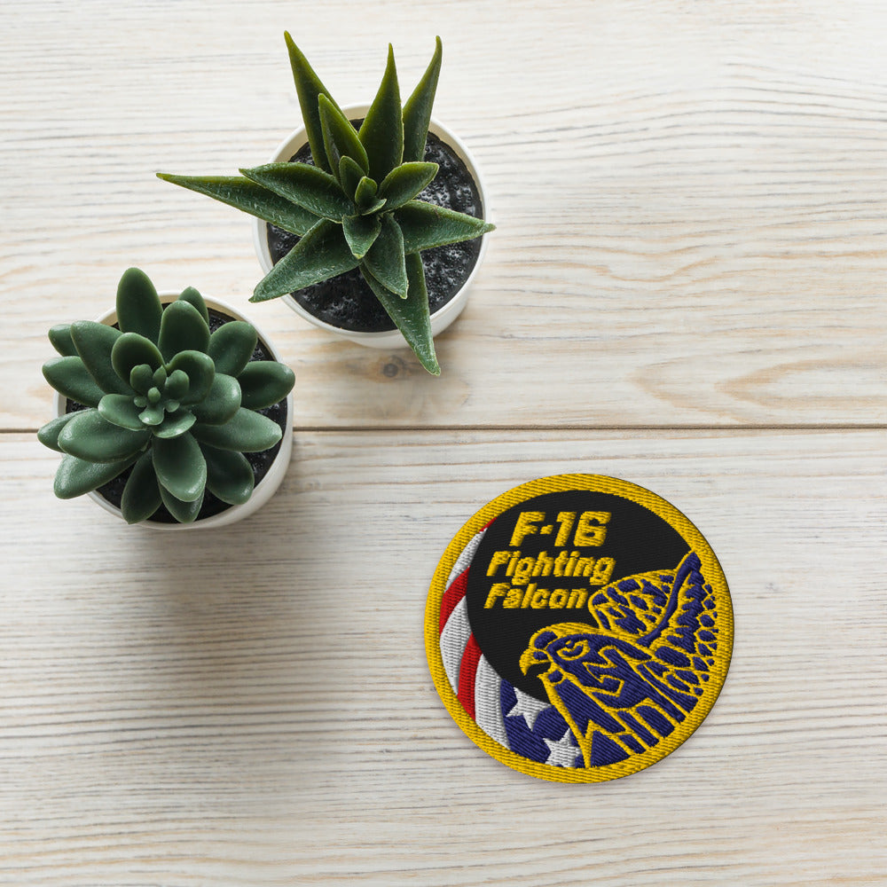 F-16 Fighting Falcon Embroidered Patch – 3” Iron-On or Sew-On Military Jet Badge
